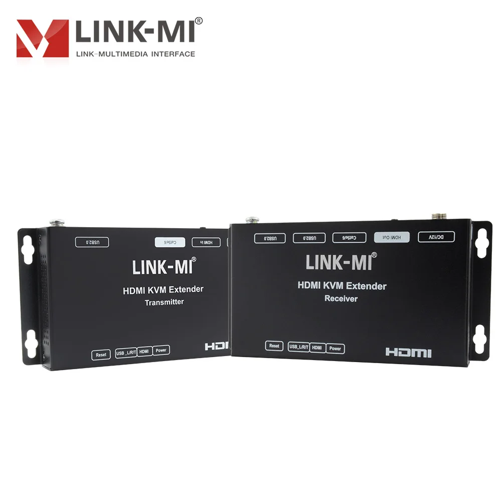 موسع USB HDMI KVM بطول 100 متر عبر كابل CAT5e/6 فردي مع 1080P، Dual POC، RJ45، مادة معدنية 480 مترًا/ثانية