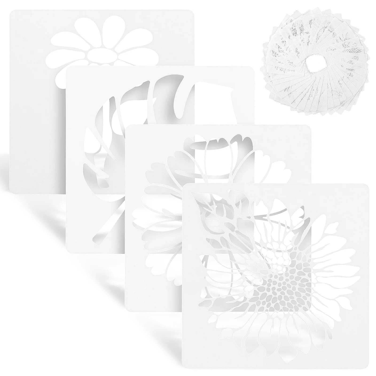 Reutilizáveis Estênceis De Desenho De Madeira, Estênceis De Flor, Estênceis De Pássaro, Pintura DIY Suprimentos, 36 Pcs