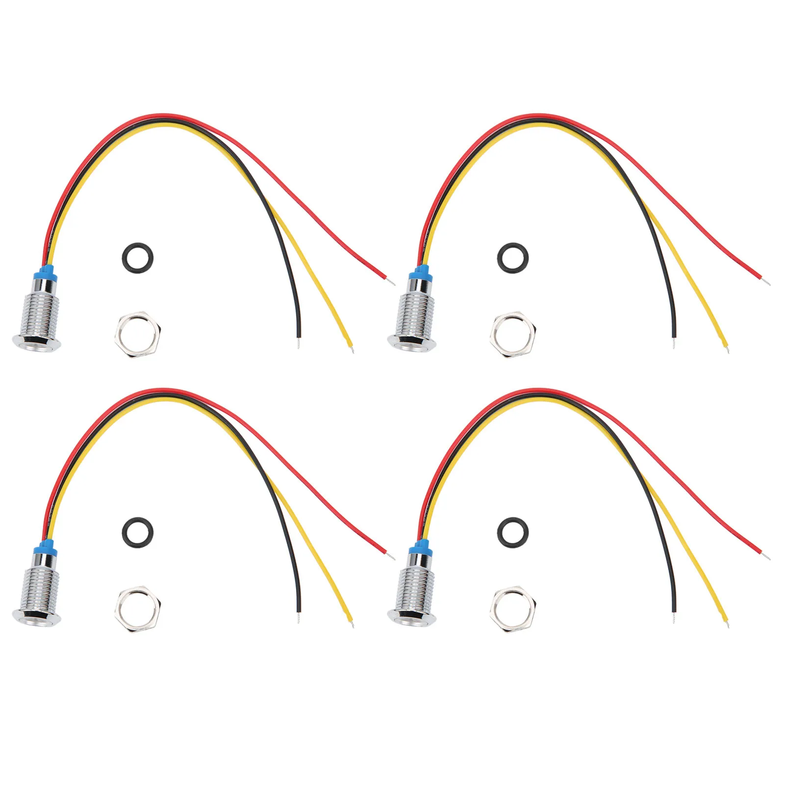 4 sets LED-indicator Voorbedraad Ronde LED's Waterdicht Stofdicht 2-kleuren gemeenschappelijk kathode-indicatielampje 10 mm 110-220 V
