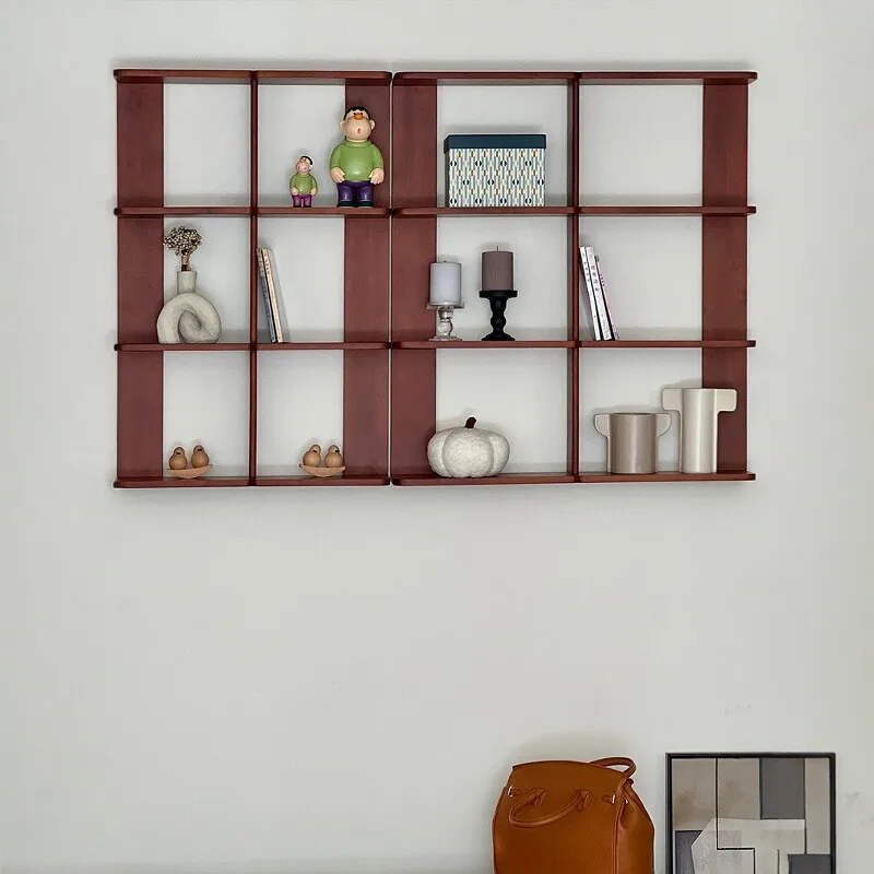 Solid wood bookshelf shelf Free combination lattice cabinet display rack Bogu shelf Display rack Wall decorative ornament