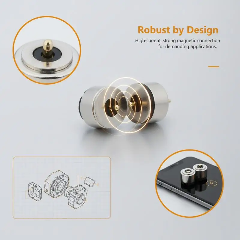 Magnet Suction High Current Pogo Pin Connectors 2Pcs Round Male Female Kit for Digital Product Charging Module