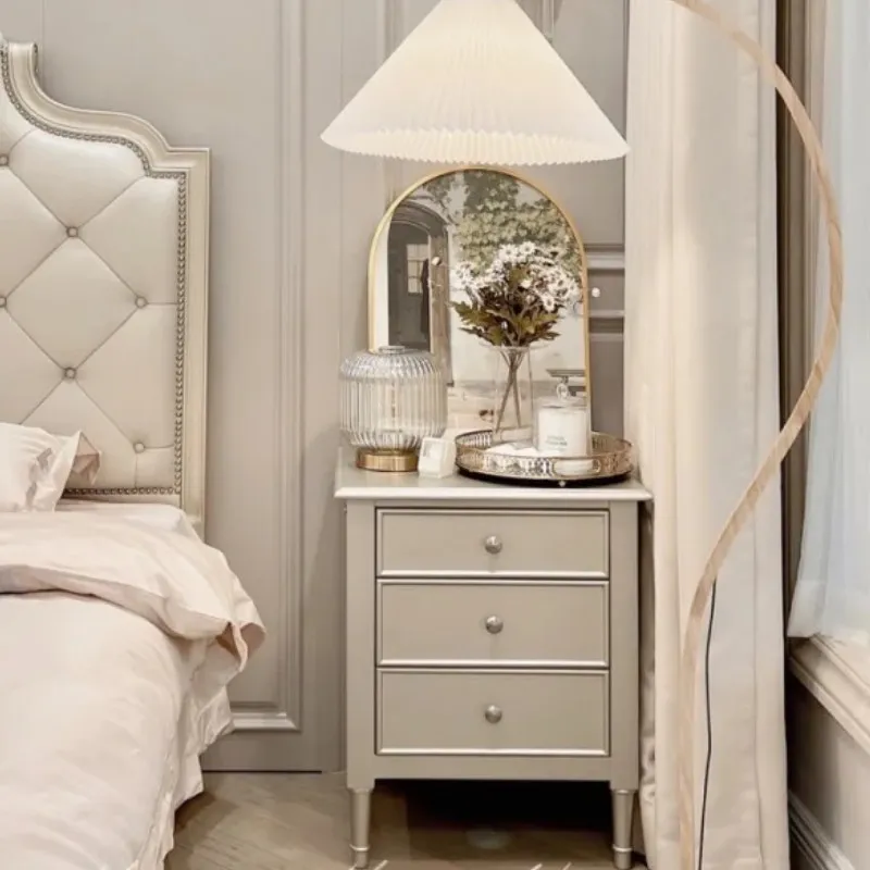 American postmodern light luxury Internet celebrities ins champagne silver pumping bedside storage bedside cabinet three pumping