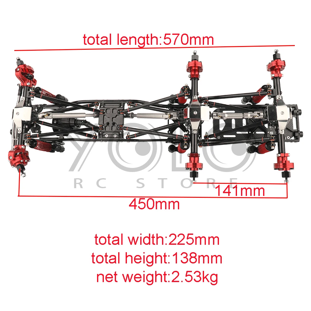 Ganzmetall 6x6 Chassis Rahmen mit Portal achsen für 1/10 scx10 ii rc Automodell Simulation Klettern Upgrade Auto Refit Kit Teile