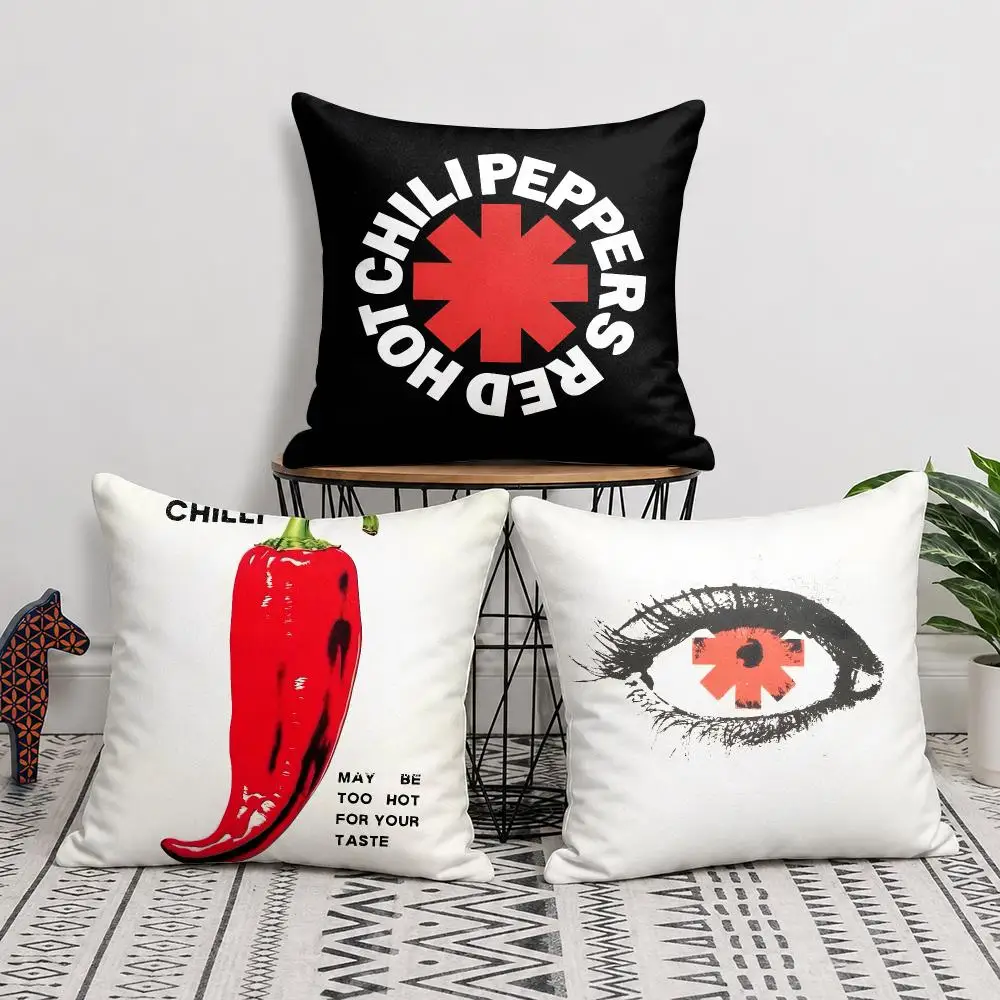 Cushion Cover Double-Sided Plush Sofa Cushion Covers Organic Breathable Invisible Zipper R-Red Hot C-Chili Peppers