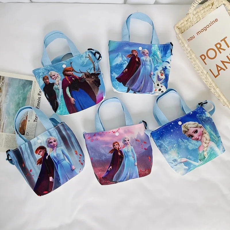 new Disney Frozen 2 Princess Elsa shoulder bag simple crossbody bag girls cartoon canvas bag handbag children\'s birthday gift