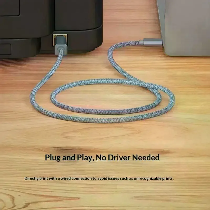 USB C To USB B 2.0 Printer Cable Braided Printer Scanner Controller Cable Electronic Musical Instrument Data Cable