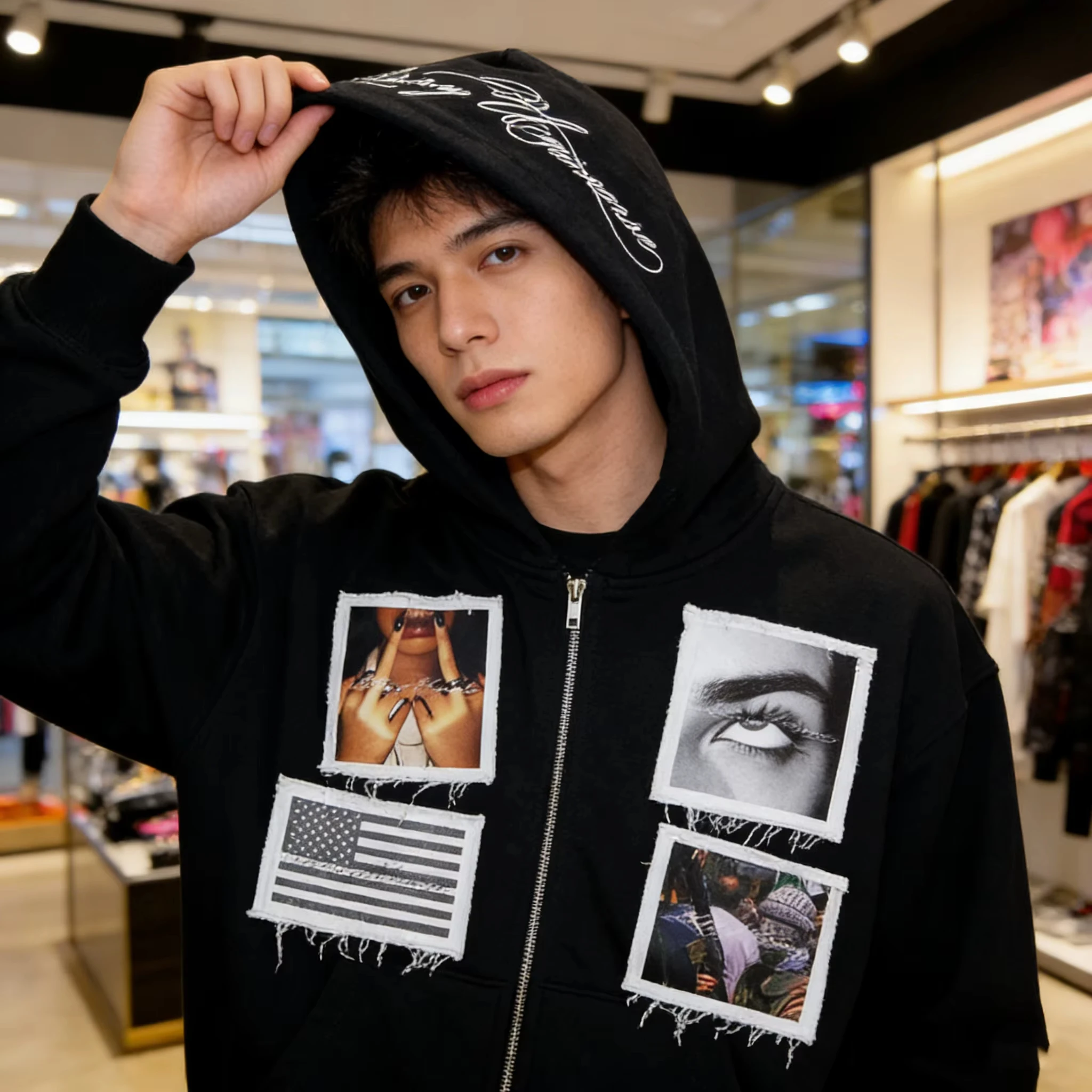 

Новая толстовка-кардиган в американском ретро-стиле с вышивкой и принтом, унисекс, свободного кроя, высокое качество