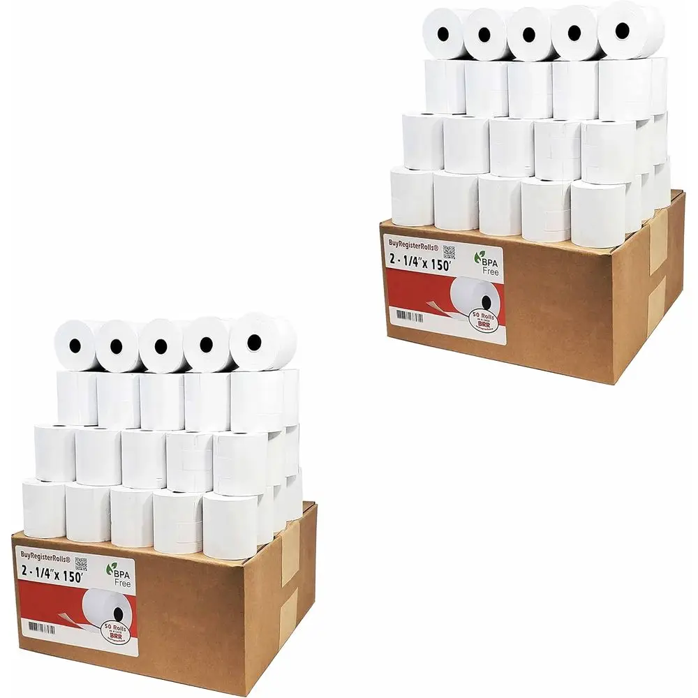 

100 Rolls 2.25 x 150' Thermal Receipt Paper for Cash Registers and Calculators