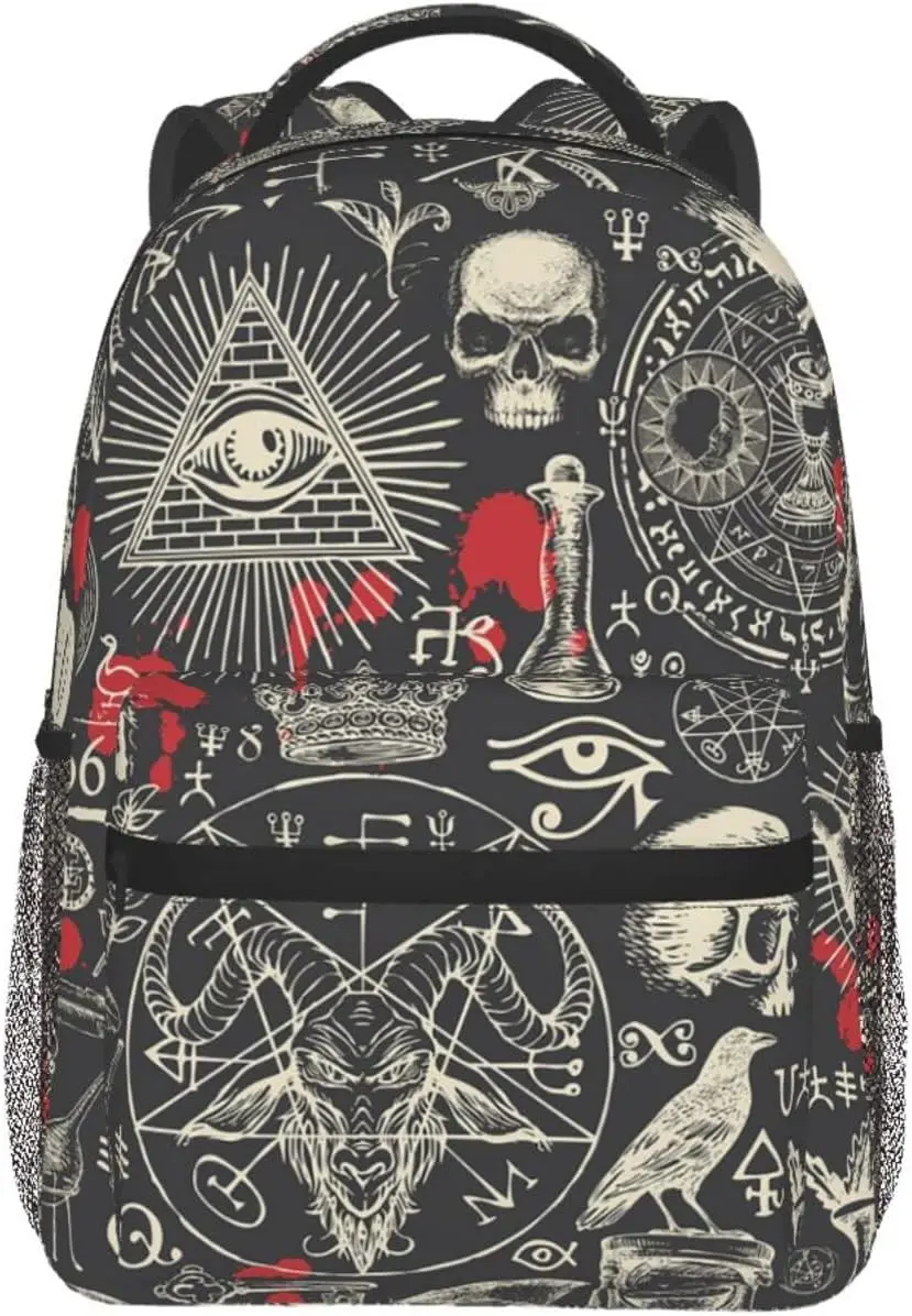 Retro Style Witchcraft Satanic Blood Stylish Casual Backpack Purse Laptop Backpacks Pockets Computer Business Travel