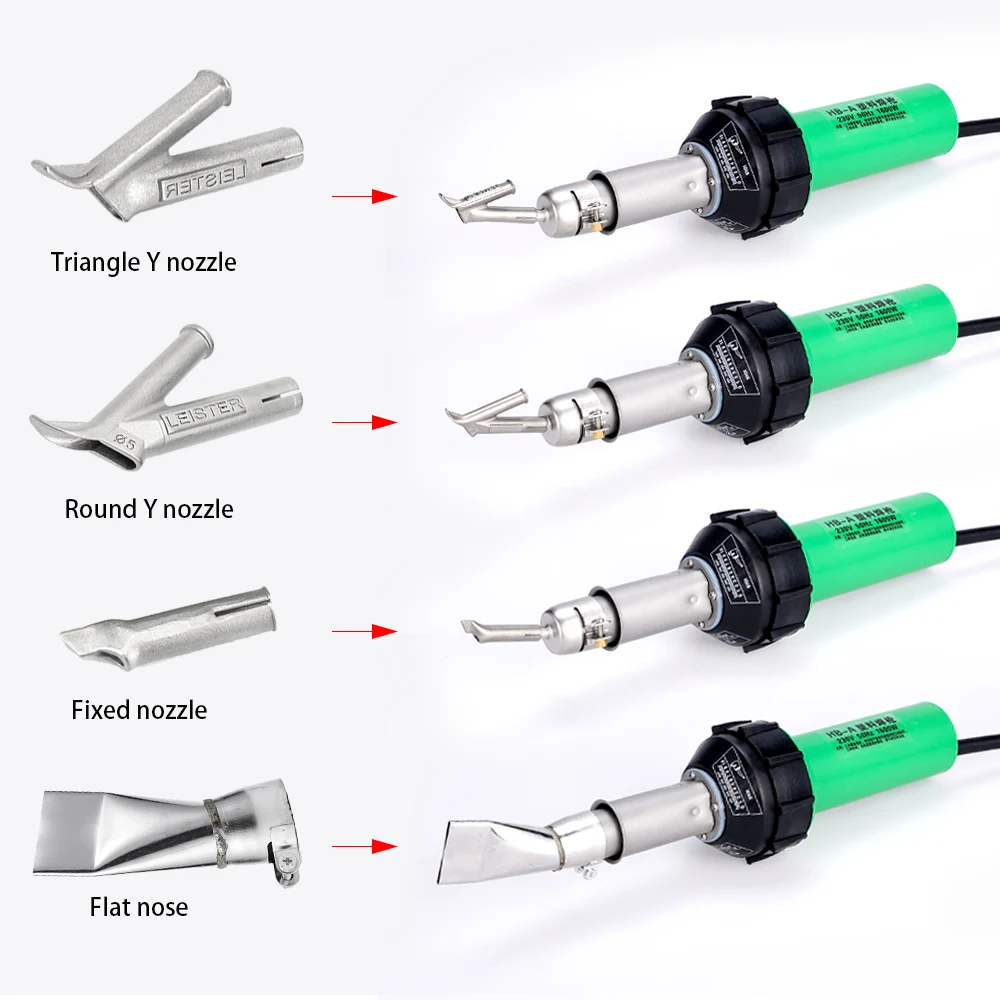 Pistola de soldar de plástico AC220V 1600W, pistola de aire caliente eléctrica, soplete de soldadura de plástico + núcleo calefactor + accesorios de
