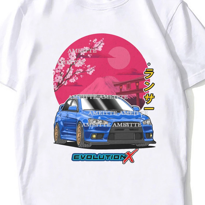 Nouveaux hommes d'été à manches courtes JDM Mitsubishiers Lancer évolution T-Shirt légende voiture Sport T-Shirt Cool garçon décontracté blanc t-shirts hauts
