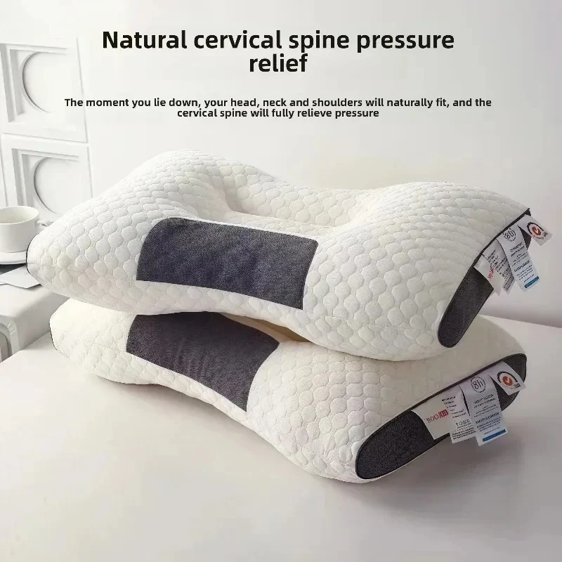 Ergonomic SPA Honeycomb Massage Pillow 3D Two-Tone Knitted Cotton Neck Support No Collapse Cervical Pillow for Home