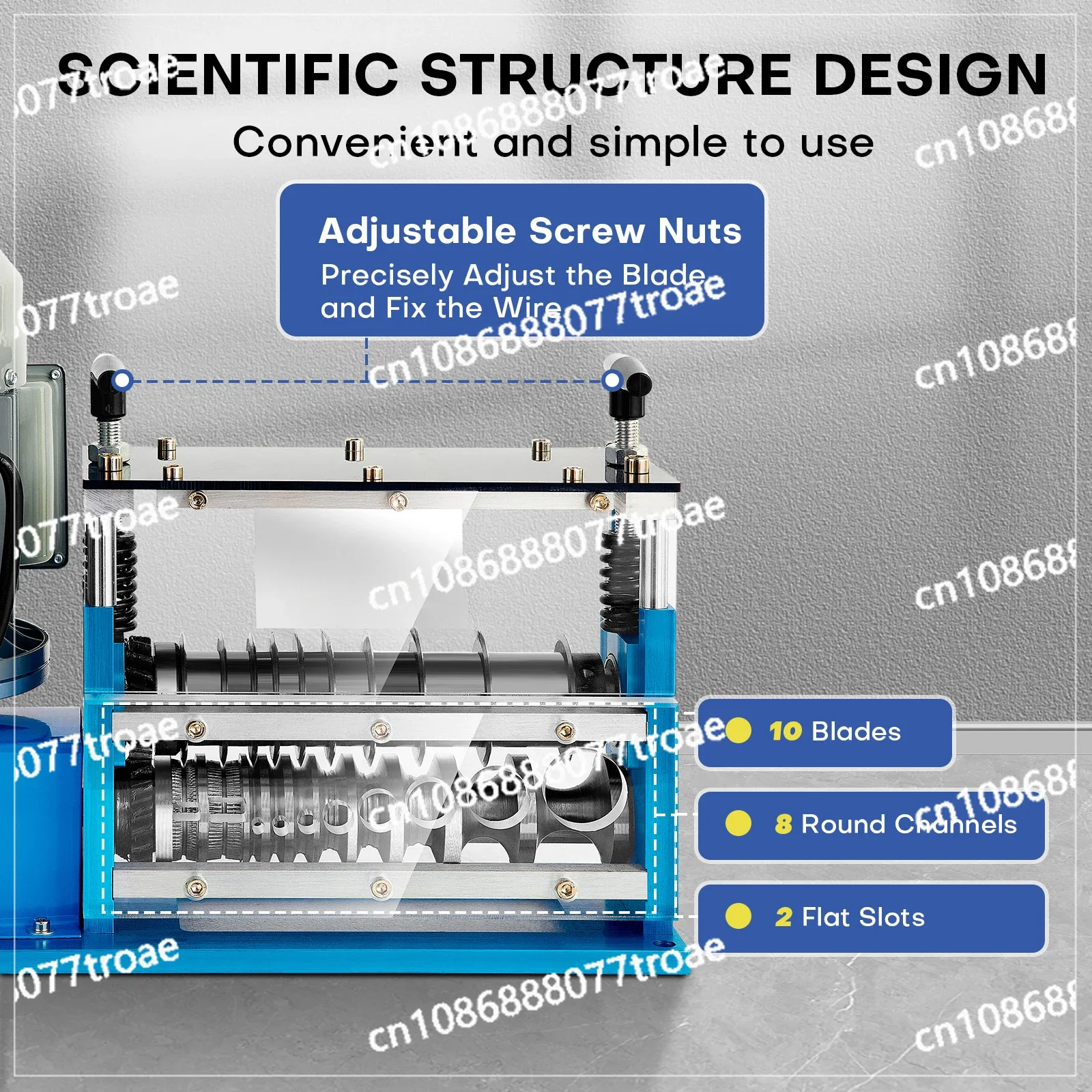 ROOMARK Electric Wire Stripping Machine 0.06''-1.5'', 60/370 W Automatic Cable Stripper 75 Feet/Min for Scrap Copper Recycling