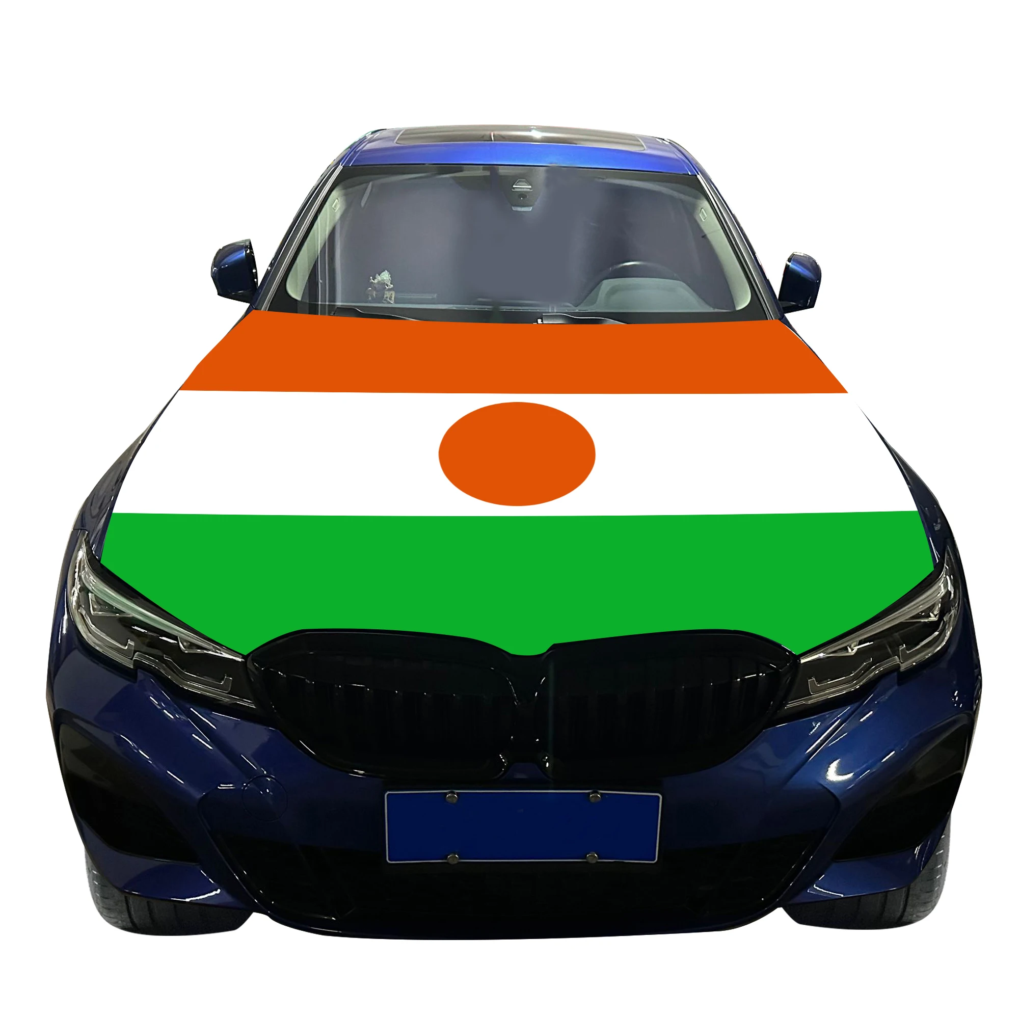 Niger Car Hood Cover Flag  Universal Size Elastic Polyester 120x150cm for Car Decor