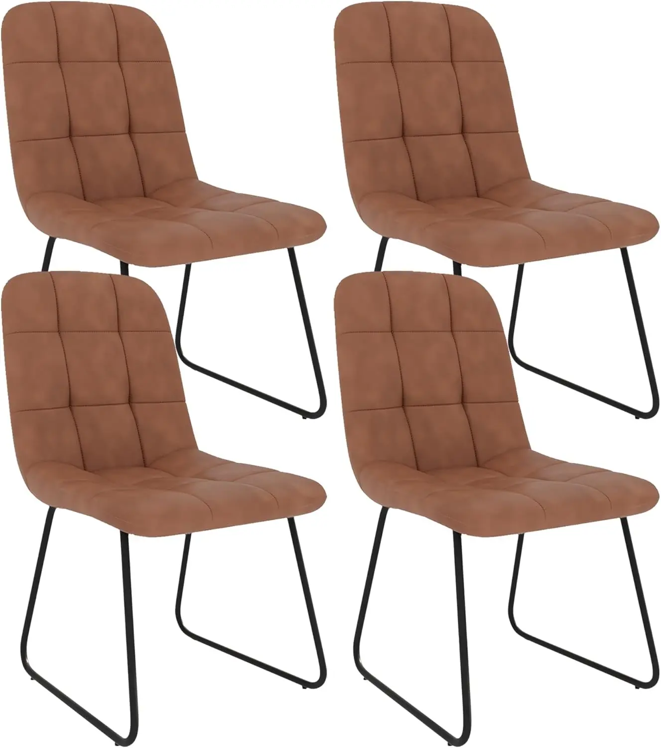 Set of 4, Modern Kitchen Faux Leather Dining Room Chair for Kitchen Living Dining Room (4 Brown)