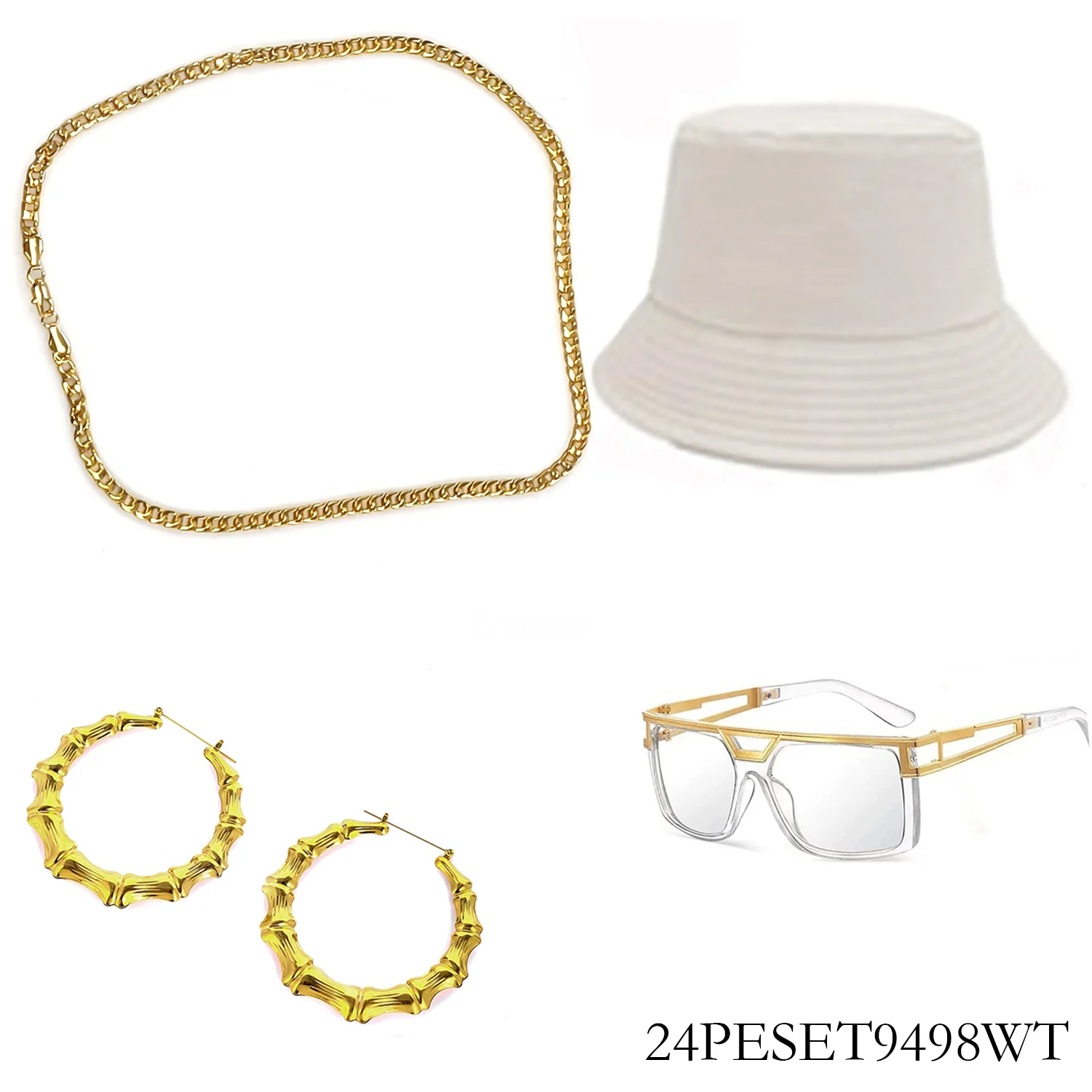 

Женский комплект одежды PESENAR, одежда в стиле 90-х, хип-хоп, рок, наряд в стиле американского доллара, великолепный хип-хоп костюм, белая шляпа, серьги, ожерелье.