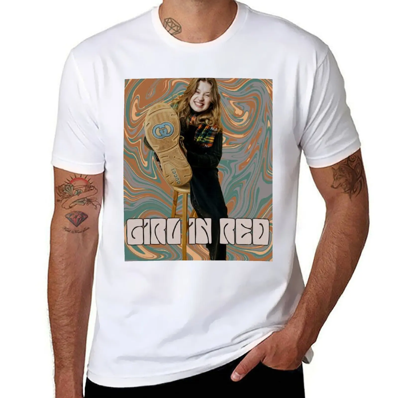 

retro girl in red poster T-Shirt t shirts with prints man tshirt T-Shirt