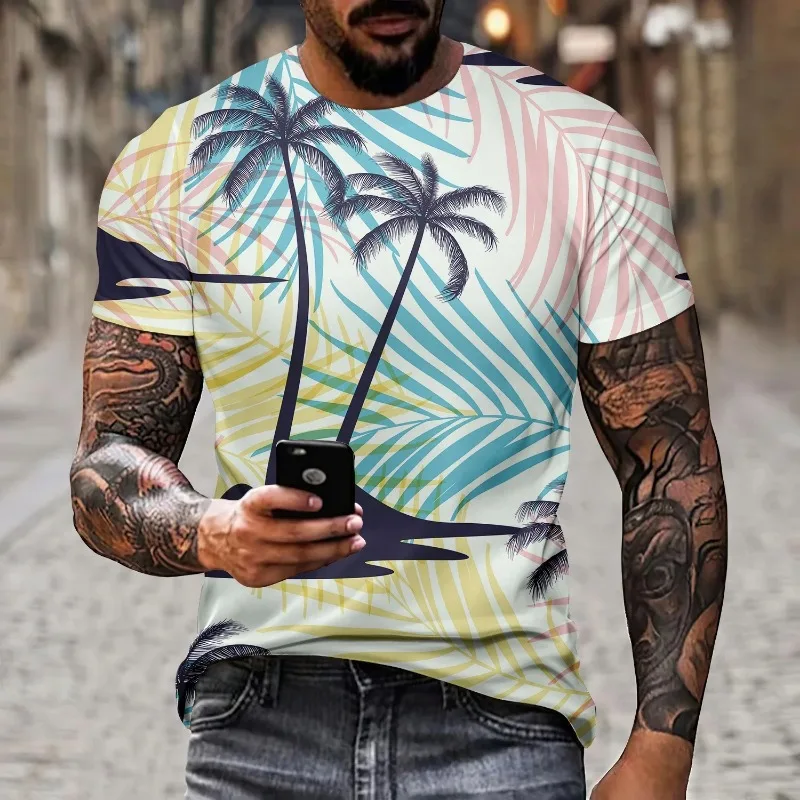 Y2K Top Coconut Tree Graphic T Shirt Summer Fashion Casual Streetwear T-shirt Tops Kids Tees Women Men Clothing Short Sleeved