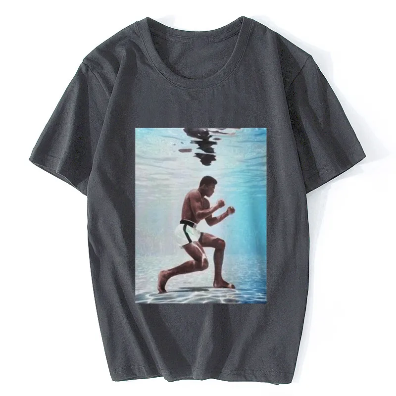 Muhammad Ali Underwater Men'S Black Tees Shirt Clothing Cotton Tee Shirts for Men Tee Shirt Short Sleeve Tops Hip Hop Clothes