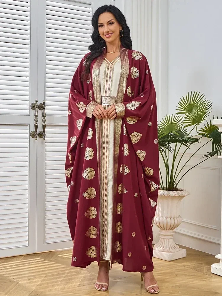 

Ид мусульманское платье из двух предметов женские вечерние платья Джалабия арабский длинный халат Рамадан Марокко Дубай Абая кафтан Vestidos