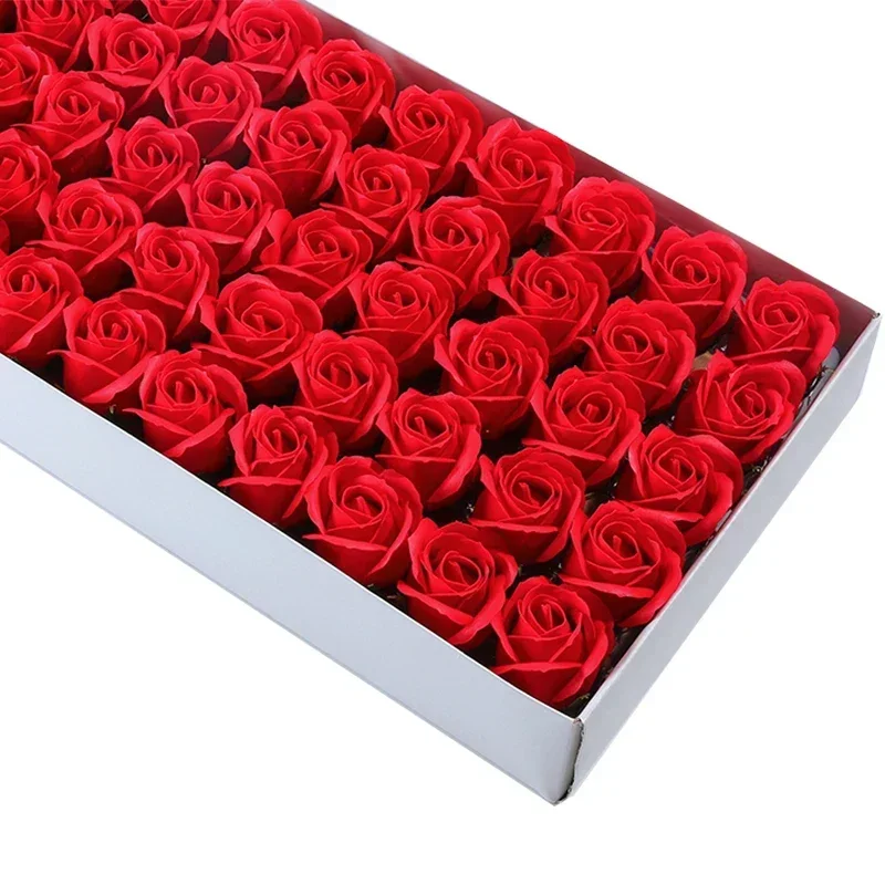 50pcs/bag 4.5x6.5cm Roses Artificial Flowers Soap Heads Romantic Wedding Valentine\'s Day Gift Bouquet Home Decoration Gift Box