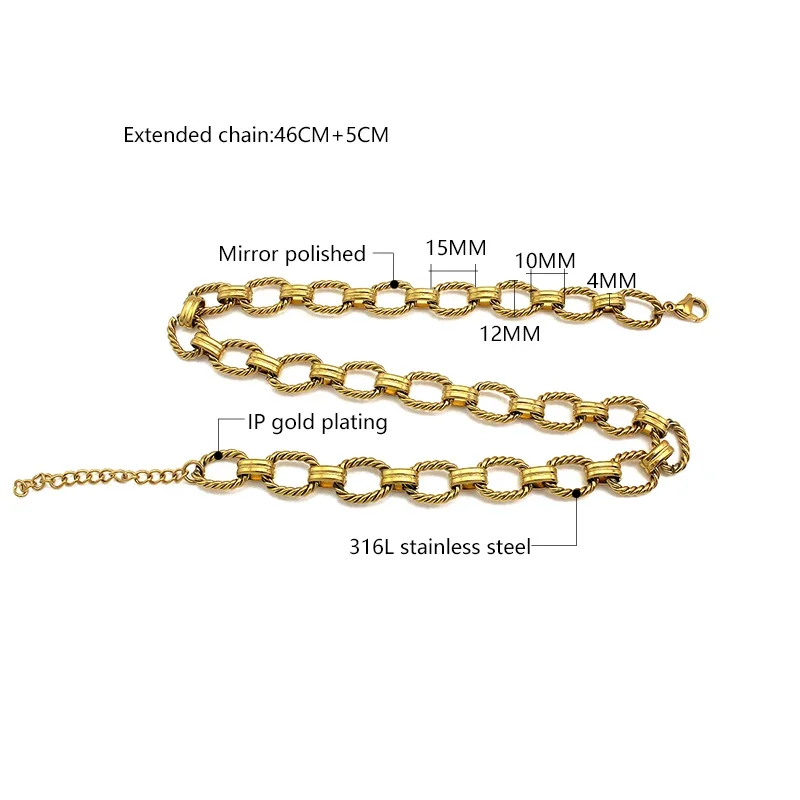 قلادات بسيطة مطلية بالذهب عيار 18 قيراط 316L من الفولاذ المقاوم للصدأ ملولبة بيضاوية الشكل قلادة مجوهرات هدايا للنساء 2025