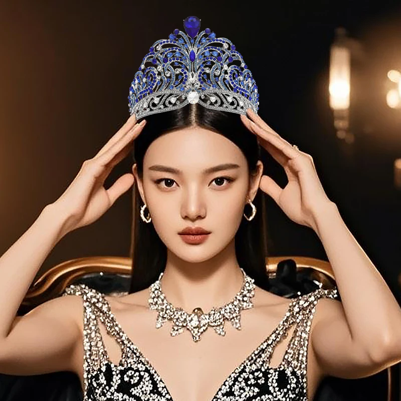 

Miss Universe Force for Good Shining Rhinestone Full Circle Large Adjustable Crown Tiara Bridal Wedding Party Big Crowns