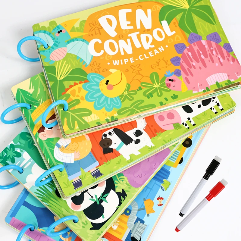 30 Pages Children Pen Control Training Book Practice Card Reusable Writing Tracing Copybook Learning Education Toys for Kids