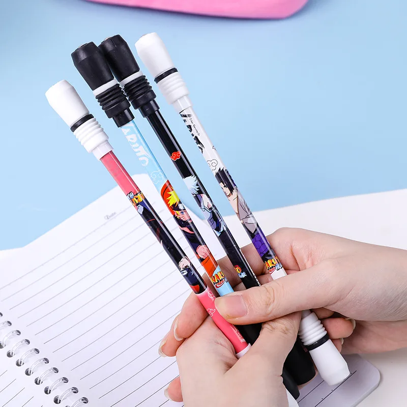 24pcs/lot Creative Ninja Rotatable Gel Pen Cute 0.5mm Black Ink Signature Pens Stationery Gift School Writing Supplies