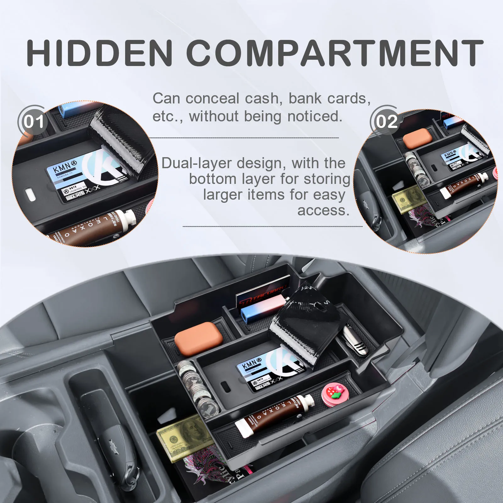 ل 2024-2025 تشيفي سيلفرادو EV WT وجي إم سي سييرا EV وحدة التحكم المركزية درج منظم مسند الذراع صندوق تخزين الداخلية اكسسوارات السيارات #4