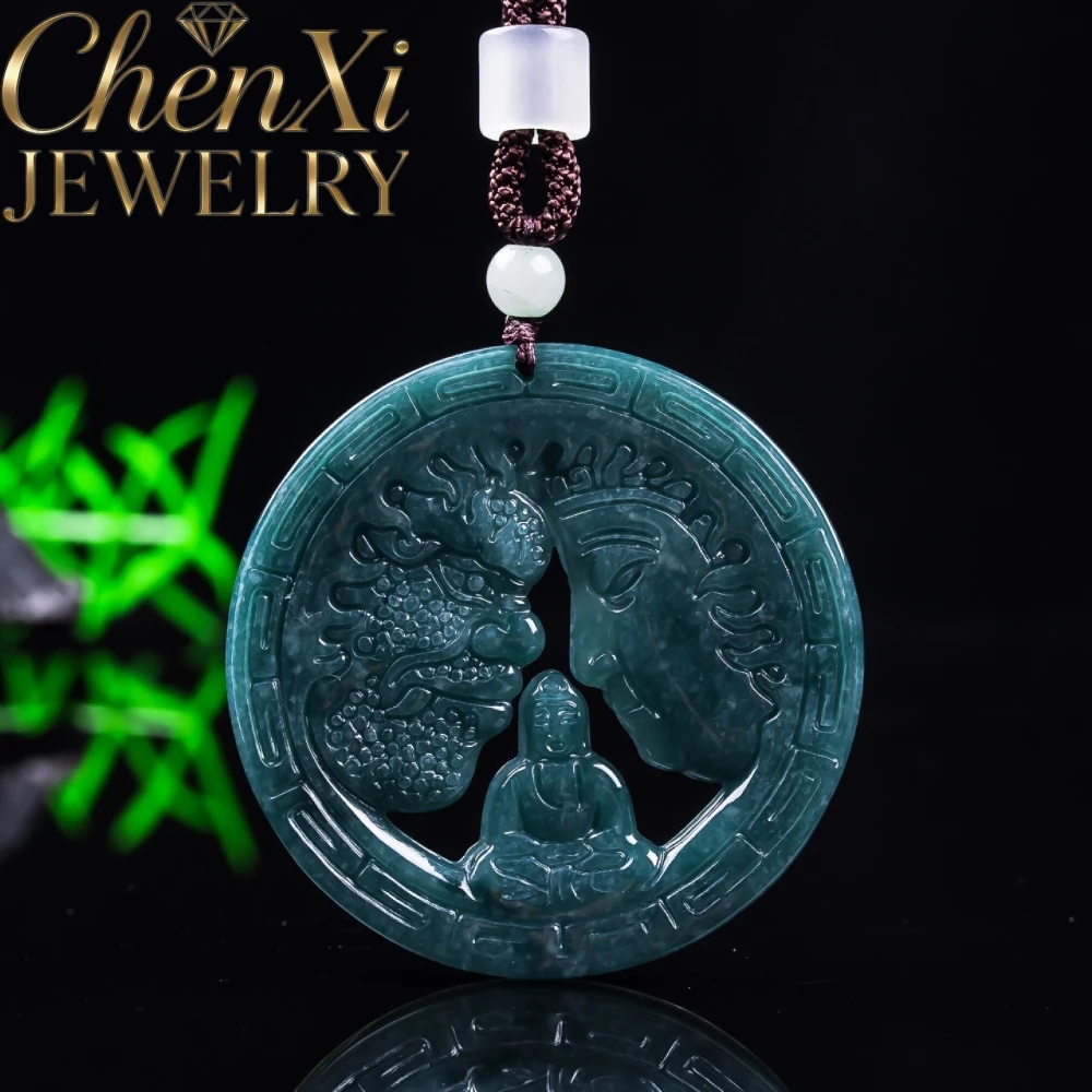 Natural A-Grade Ice-Blue Water Jadeite Buddha's Head Pendant Elegant Charm Standout Piece High-End Keepsake Exquisite Best Gift