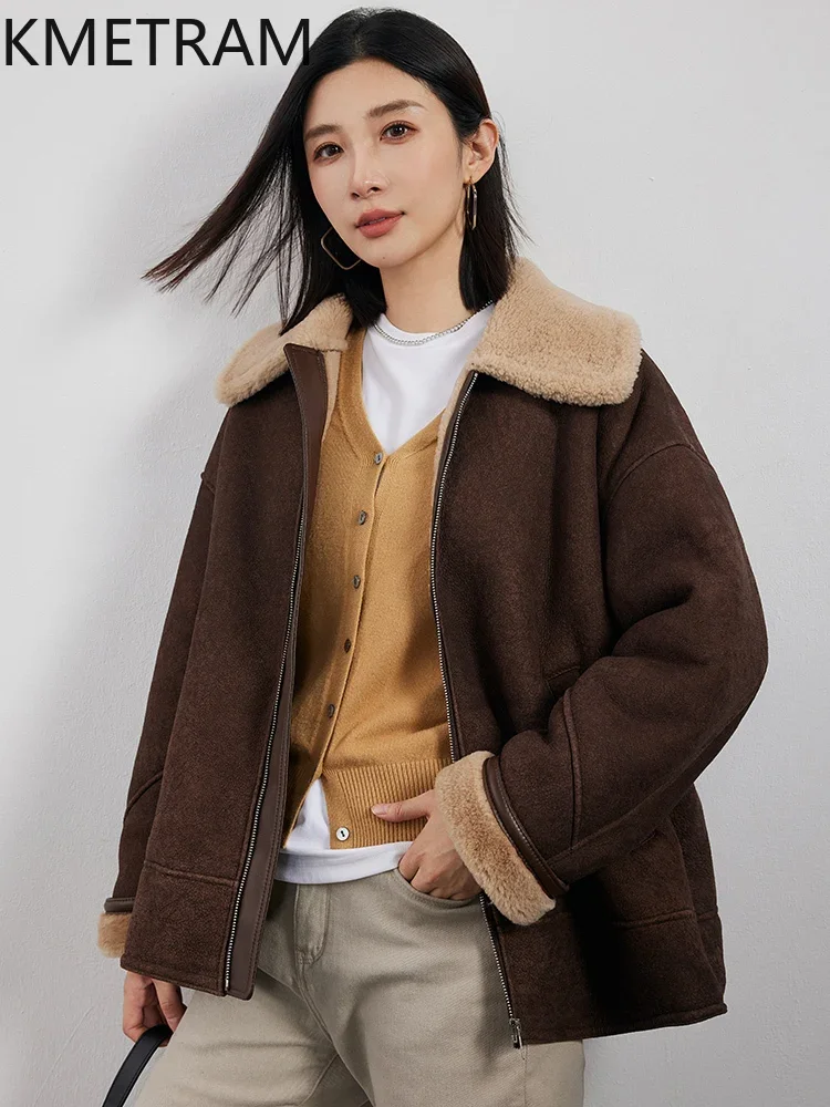 Giacca di pelliccia di pelle di pecora naturale Donna Vera lana merino Cappotto di pelliccia corta Abbigliamento donna Inverno Vecchio stile soldi Giacche Fourrure 2024