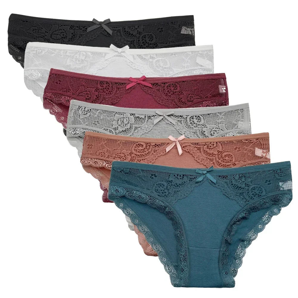 

5 PCS/SET New Arrival Low Rise Ladies Sexy Lace Panty Underpants Panties For Women Lingerie Cotton Briefs