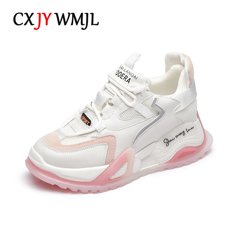 CXJYWMJL Retro Sneakers Women Genuine Leather Wedgies Autumn Casual Vulcanized Shoes Ladies Thick Bottom Sports Chunky Sneakers