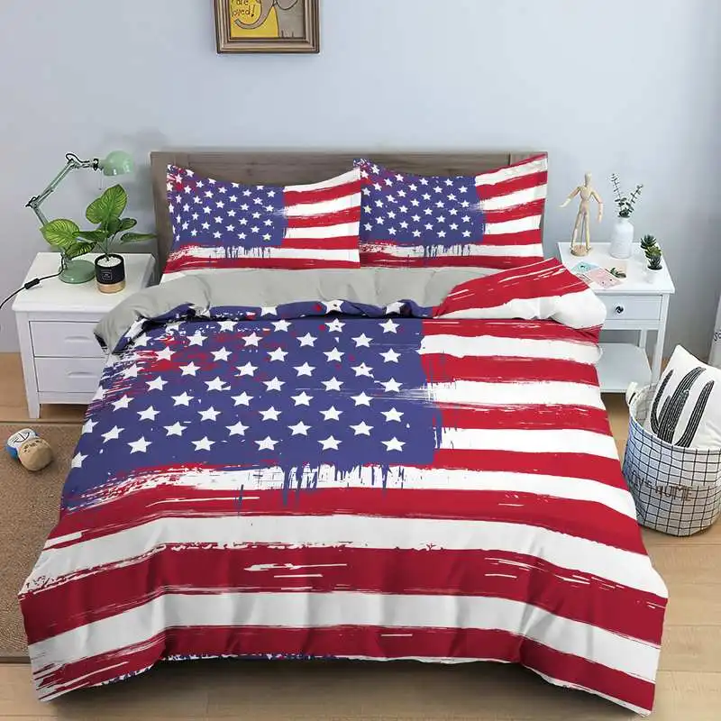 3d Print United States of America Flag Bedding Set Double Twin King Duvet Cover Comforter Pillowcase Boys Girls Adults Bedroom