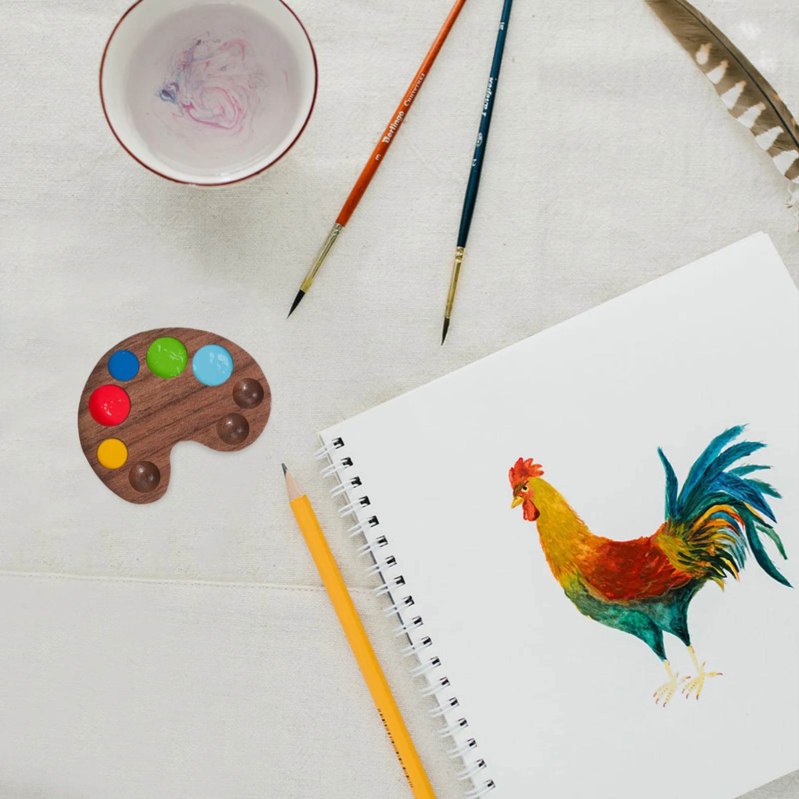 

Wooden Watercolor Pigment Box With Lid Art Painting Case For Artist Student Portable Color Mixing Palette Storage Box