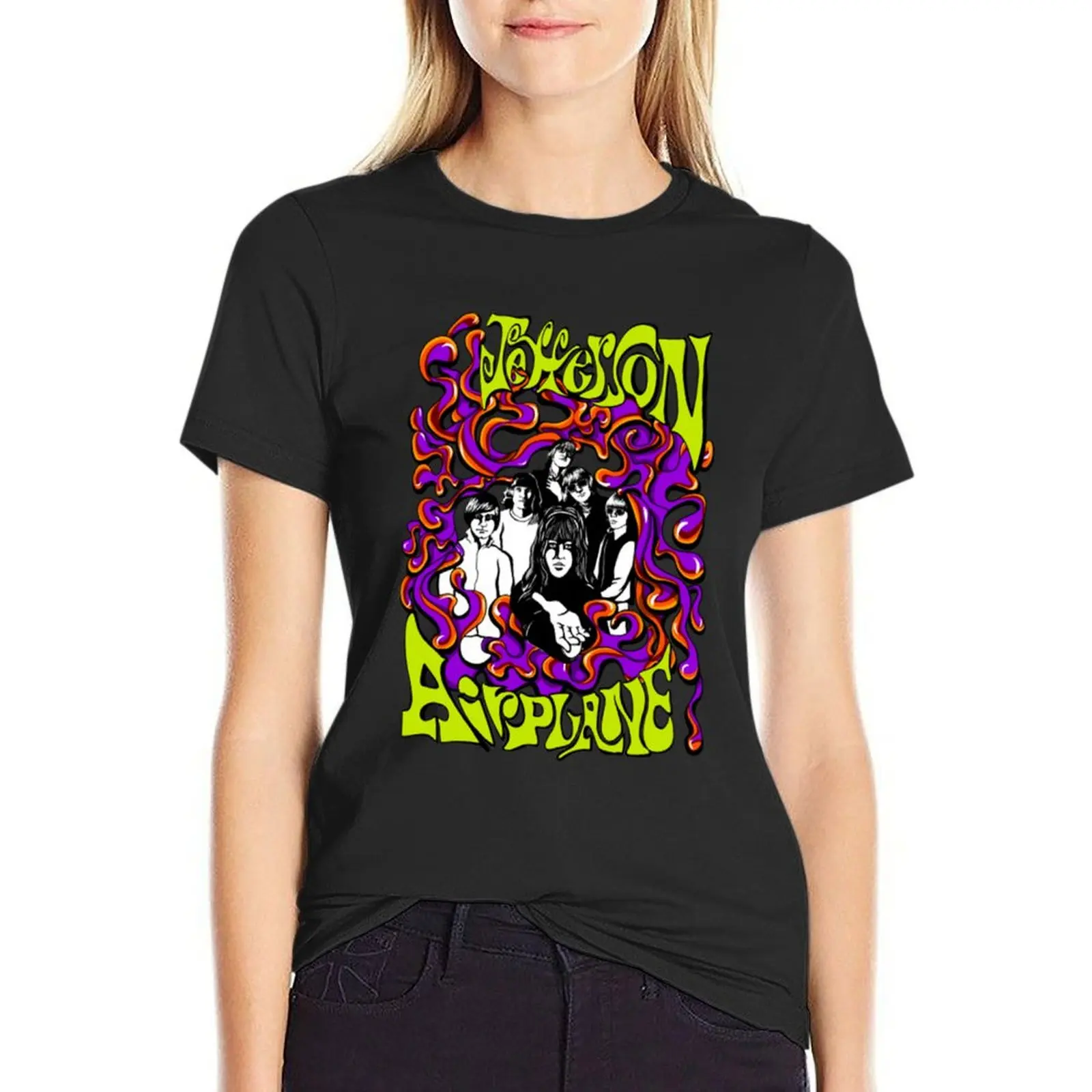 

Jefferson Airplane T-Shirt blacks Female clothing quick-drying animal print Summer Women's clothing