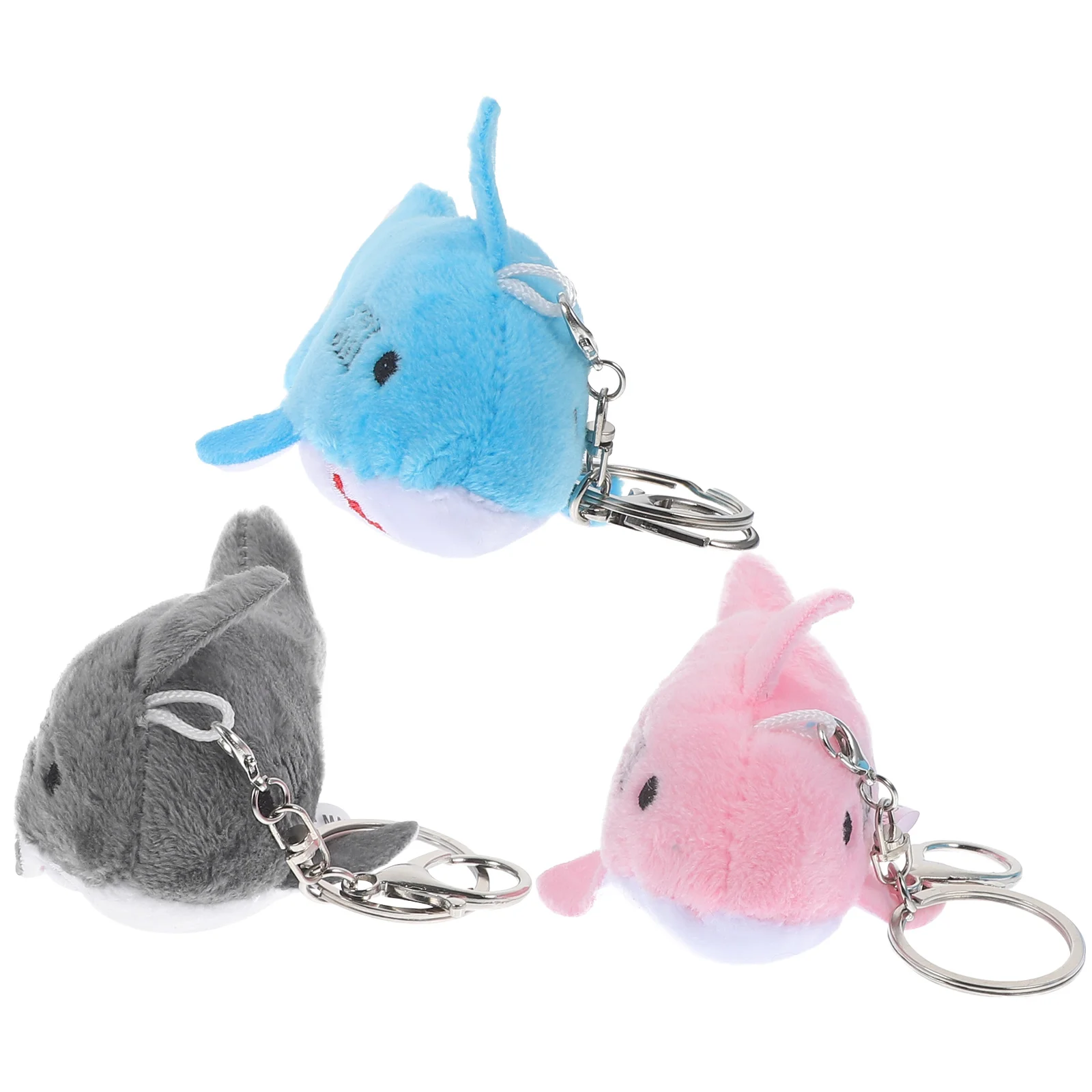 3 Pcs Plush Shark Keychain Cute Keychains for Women Stuffed Tractor Toys Mini Accessories Short Baby Cars