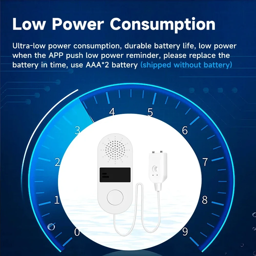 Rilevatore di perdite di inondazione del sensore di perdite d'acqua intelligente Tuya Wifi all'ingrosso con sistema di allarme sonoro e luminoso Monitor remoto dell'app 130dB