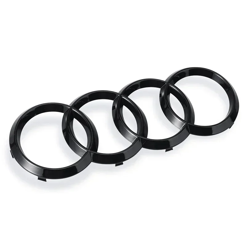 1 st 4-Ring ABS Auto Kap Motorkap Grill Kofferbak Embleem Logo Sticker Voor Audi A3 A4 A5 A6 A7 Q2 Q3 Q5 Q8 TT Zwart/Zilver - afbeelding 1