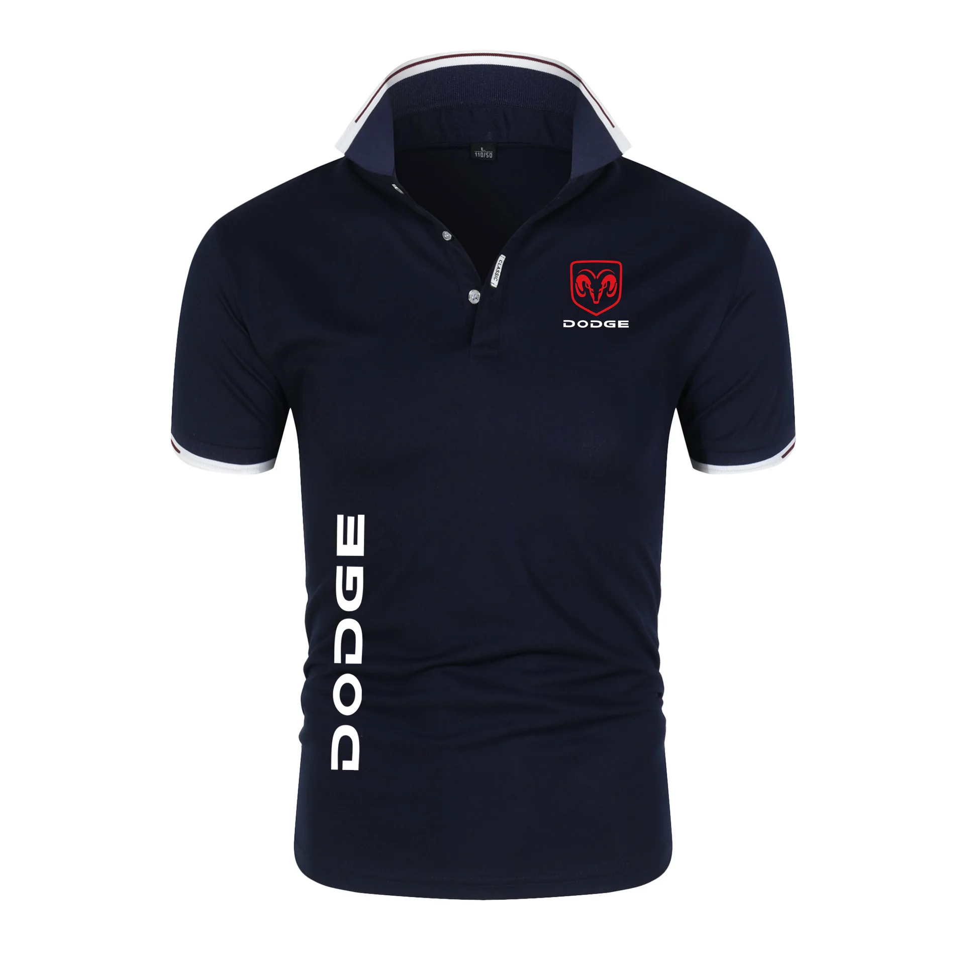 2024 New Men Dodge Printing Dodge Summer Stritching Men\'s Shorts Sleeve Breathable Business Clothes Tee Shirt Polos