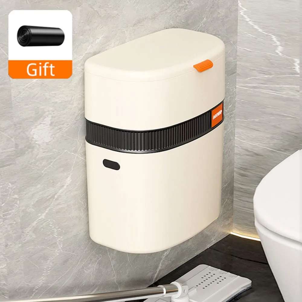 New 11/13L Bathroom Hanging Trash Can Wall Mounted Wastebasket With Lid Waterproof Narrow Rubbish Bin Toilet Waste Garbage Bin