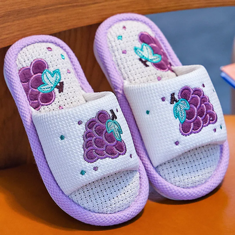 

Детские тапочки, домашняя обувь, домашние тапочки, зимняя обувь с открытым носком для девочек, теплая нескользящая красная, фиолетовая обувь, размер 24-41