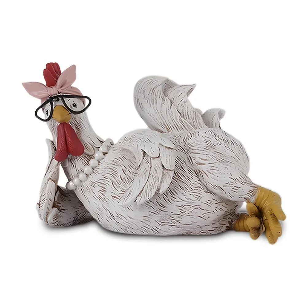 

Good Morning Chicken Figurine Resin Sitting Lying Hen Statue Rooster Figurine Chicken Decorations for Home Office Desktop Gift