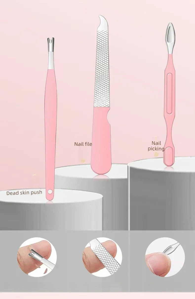 14-teiliges Set Edelstahl-Nagelknipser-Set mit Aufbewahrung Ergonomisches Design Gerade Klinge Langlebiges Maniküre-Werkzeug Weihnachtsgeschenk – Detail 8