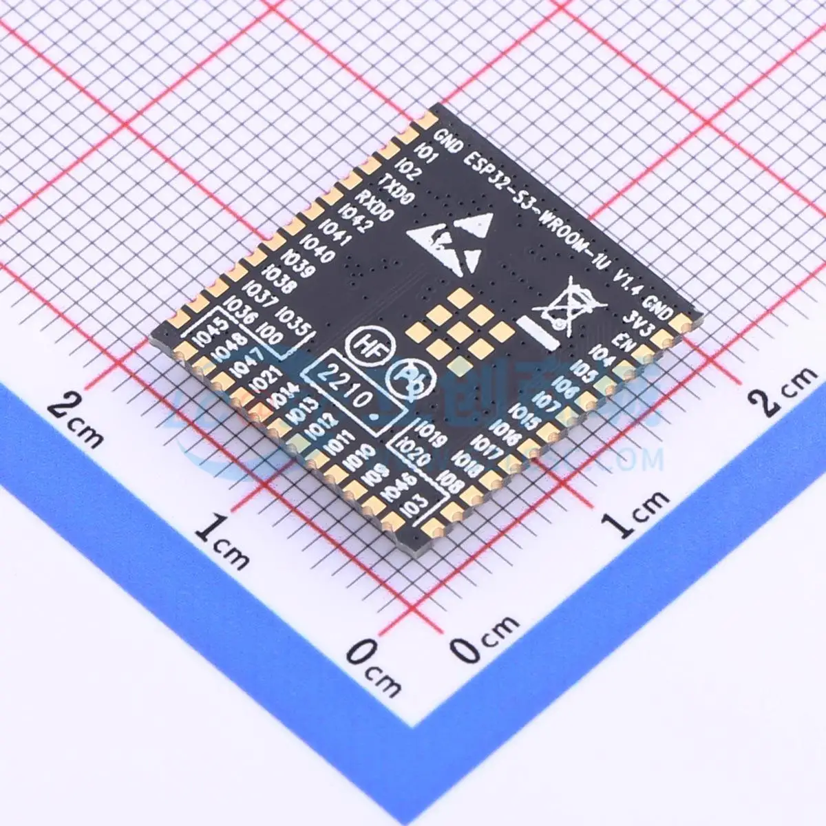 3pcs ESP32-S3-WROOM-1U-N8R2 SMD 19.2x18mm ESP32-S3 I2C UART SPI USB I2S 2.4GHz WiFi Wireless Module for Smart Home System