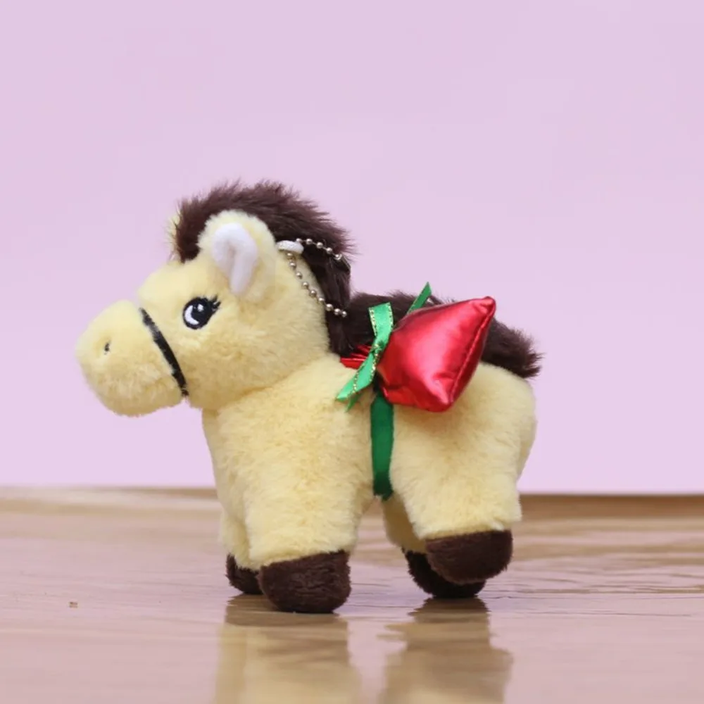 Portachiavi in peluche pony vintage in stile cinese mascotte morbido cartone animato animale farcito bambola cartone animato portachiavi in peluche cavallo cinese in cotone PP
