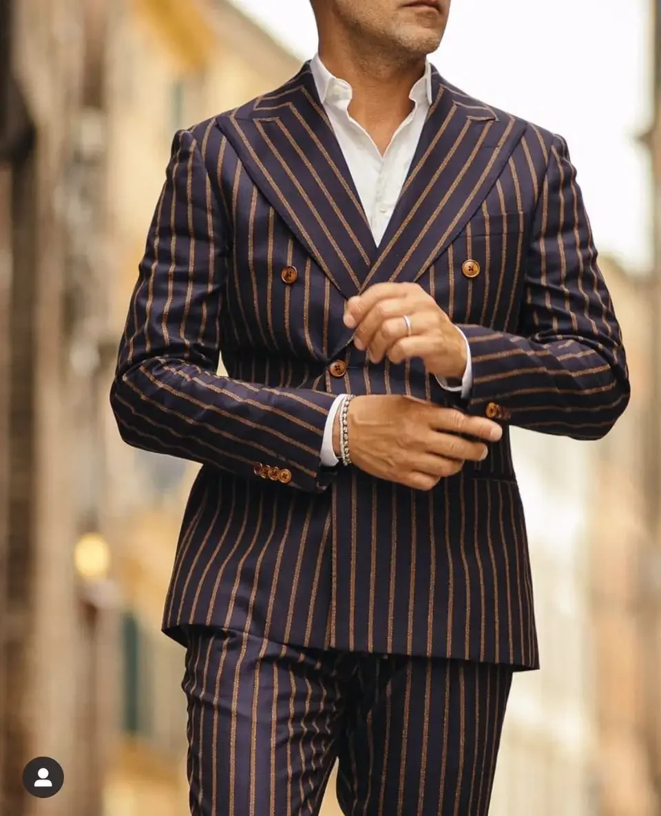 

Последний дизайн, костюм в полоску, свадебный мужской костюм, приталенный мужской смокинг, комплект из 2 предметов, формальный пиджак для выпускного жениха, Masculino Terno, куртка, брюки