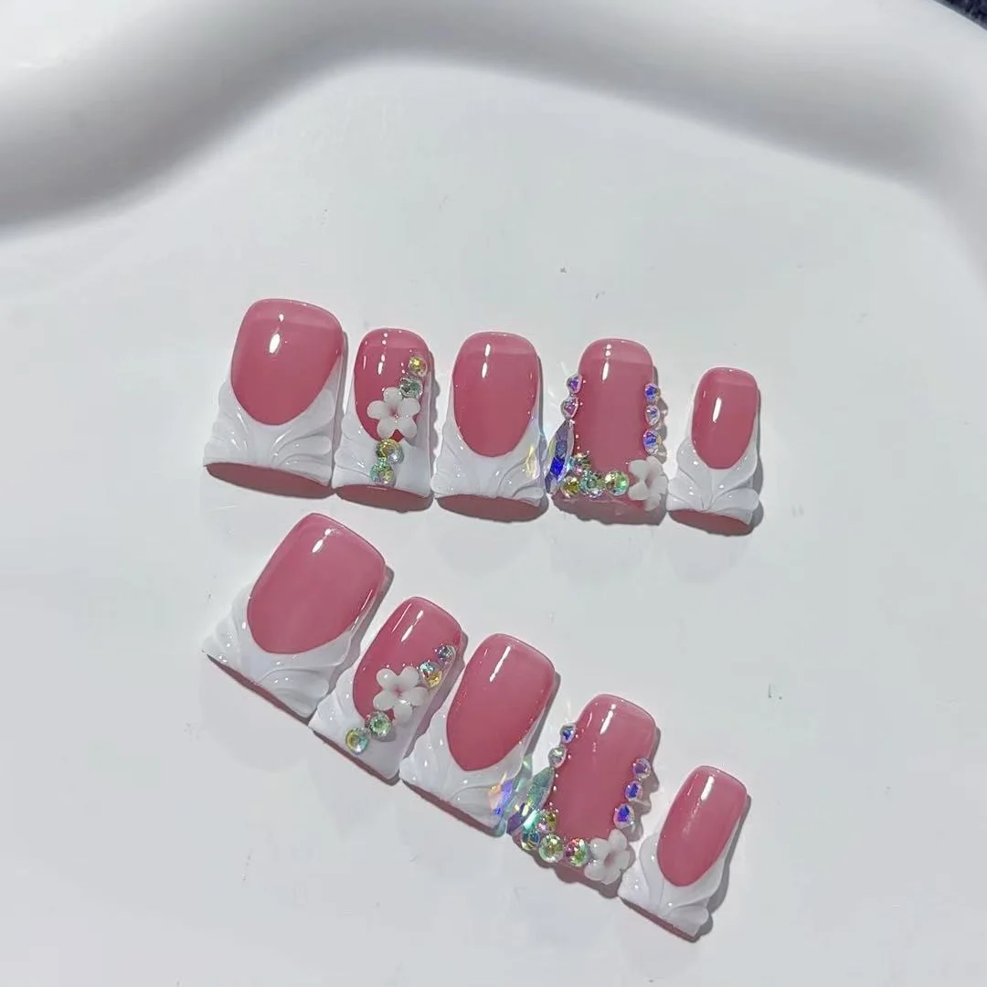 10pcs high-end Luxurious and gentle style, hand-painted three-dimensional patterns, water ripple effect, dazzling point-of-light