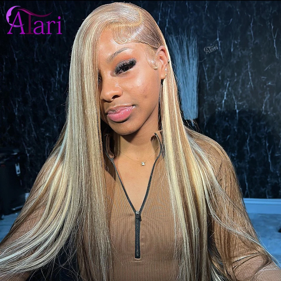 

Highlights Blonde Brown 613 Colored Straight Human Hair Wigs P4 613 Transparent 13x6 13x4 Lace Frontal Wig for Women Pre Plucked